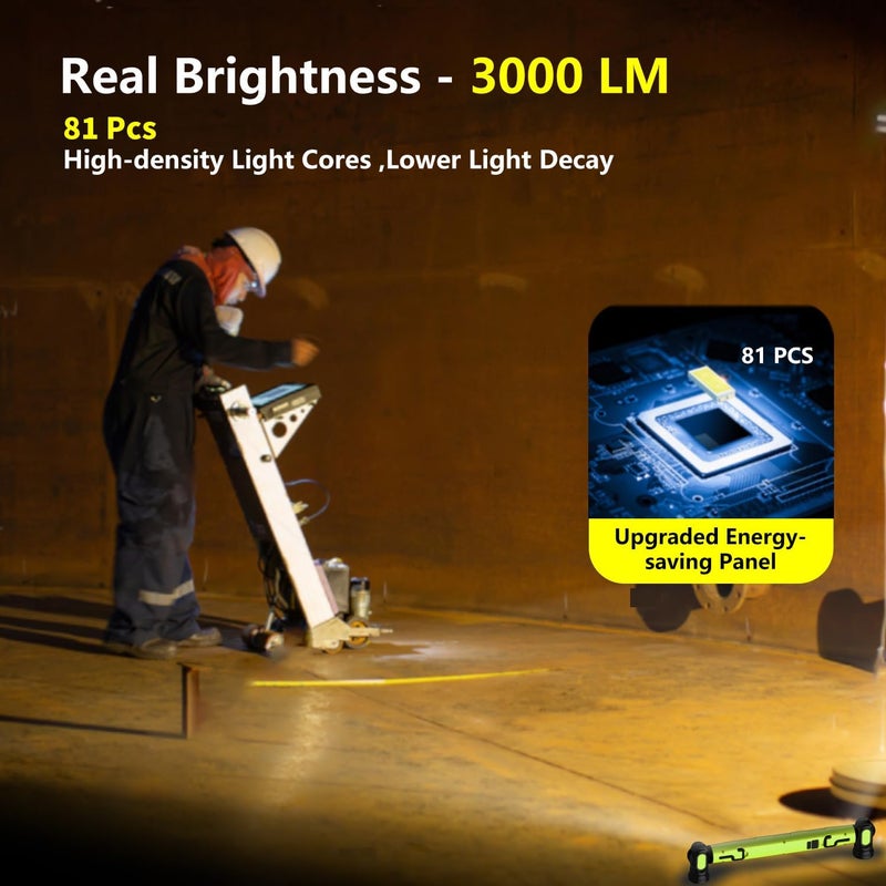 MechaniLite شريط ضوء العمل تحت الغطاء، 3000LM شريط ضوء LED مغناطيسي مع خطافات، 5200mAh ضوء غطاء قابل لإعادة الشحن بدون سلك للميكانيكي/إصلاح السيارات/المرآب - أخضر - Image 2